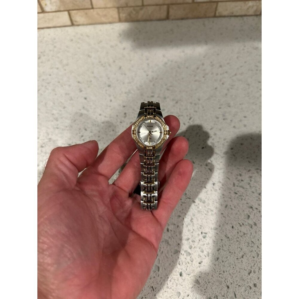 Pulsar Ladies Swarovski Crystal Set Two-Tone Watch‎ VX51-X416